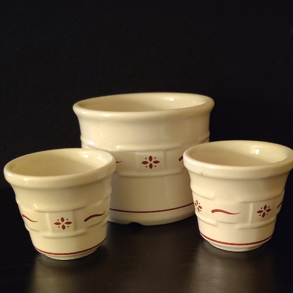 Longaberger Pottery Votive Candle Holders and 1 Pint Crock #36 - Picture 1 of 5